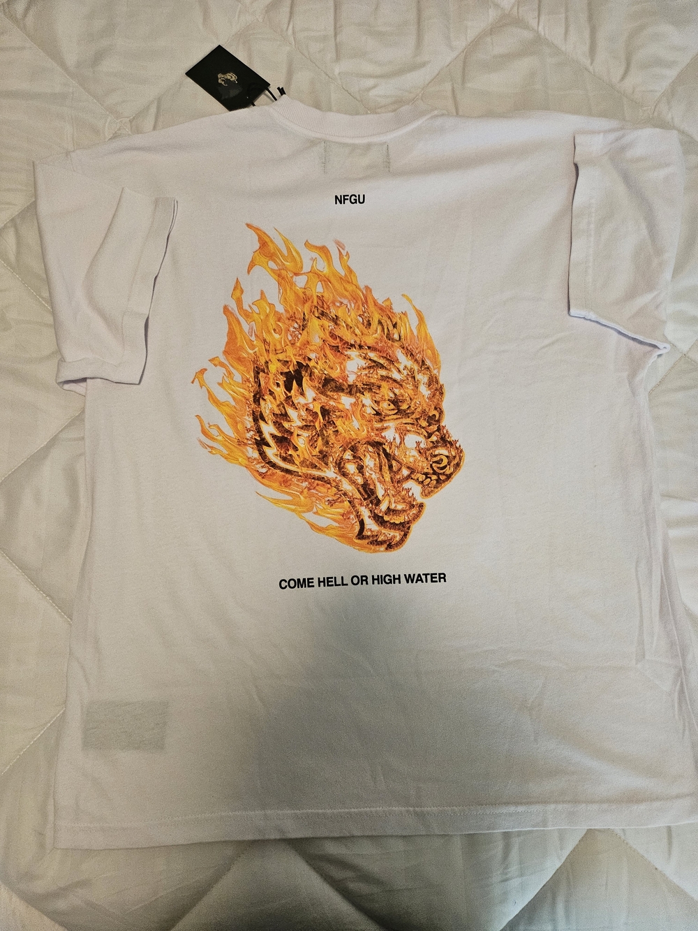 Darc Sport White Tee with Fiery Graphic Men's Medium